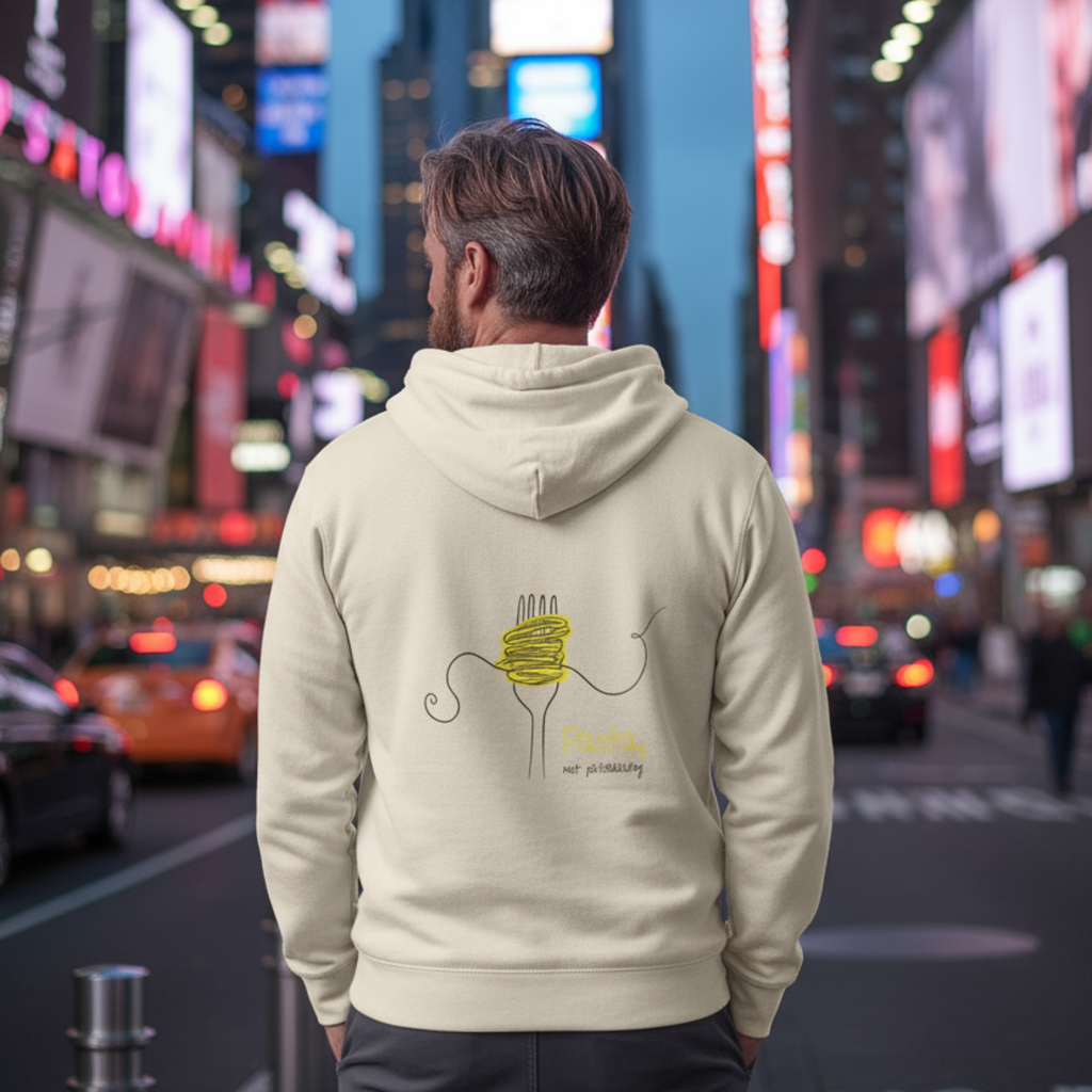 Hoodie (Backprint): Pasta, not patriarchy