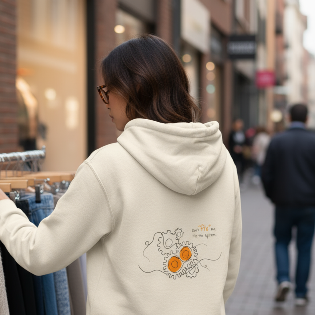 Hoodie (Backprint): Don’t “fix” me. Fix the system.