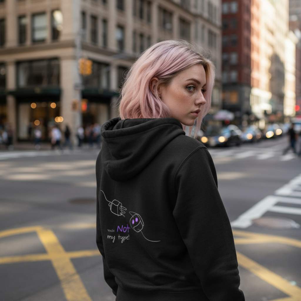Hoodie (Backprint): Your not my type
