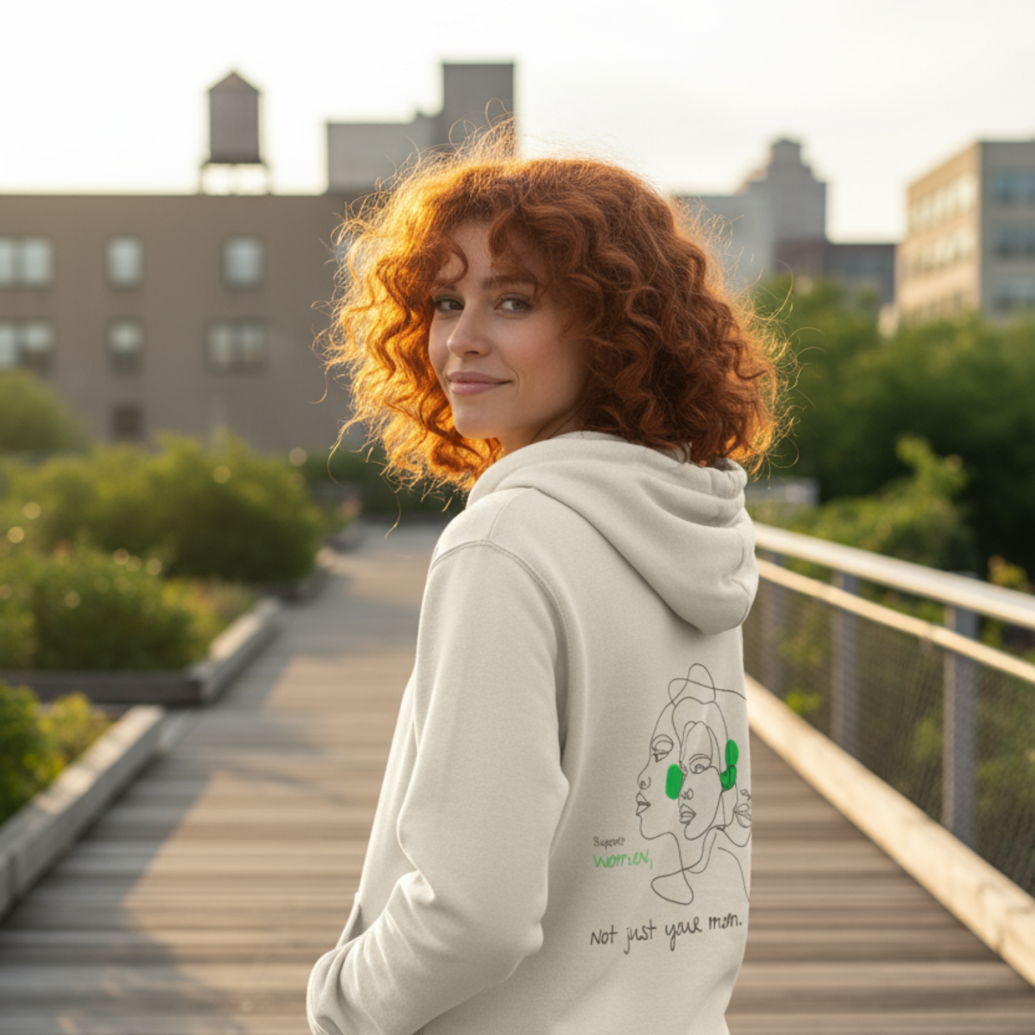 Hoodie (Backprint): Support women. Not just your mom