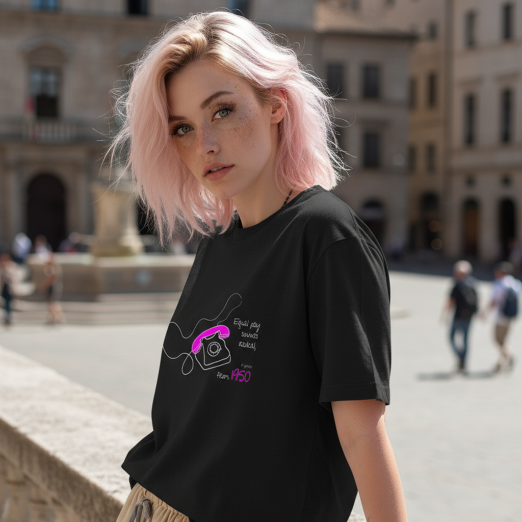 Oversize Shirt (Frontprint Large): Equal pay sounds radical… if you’re from 1950.