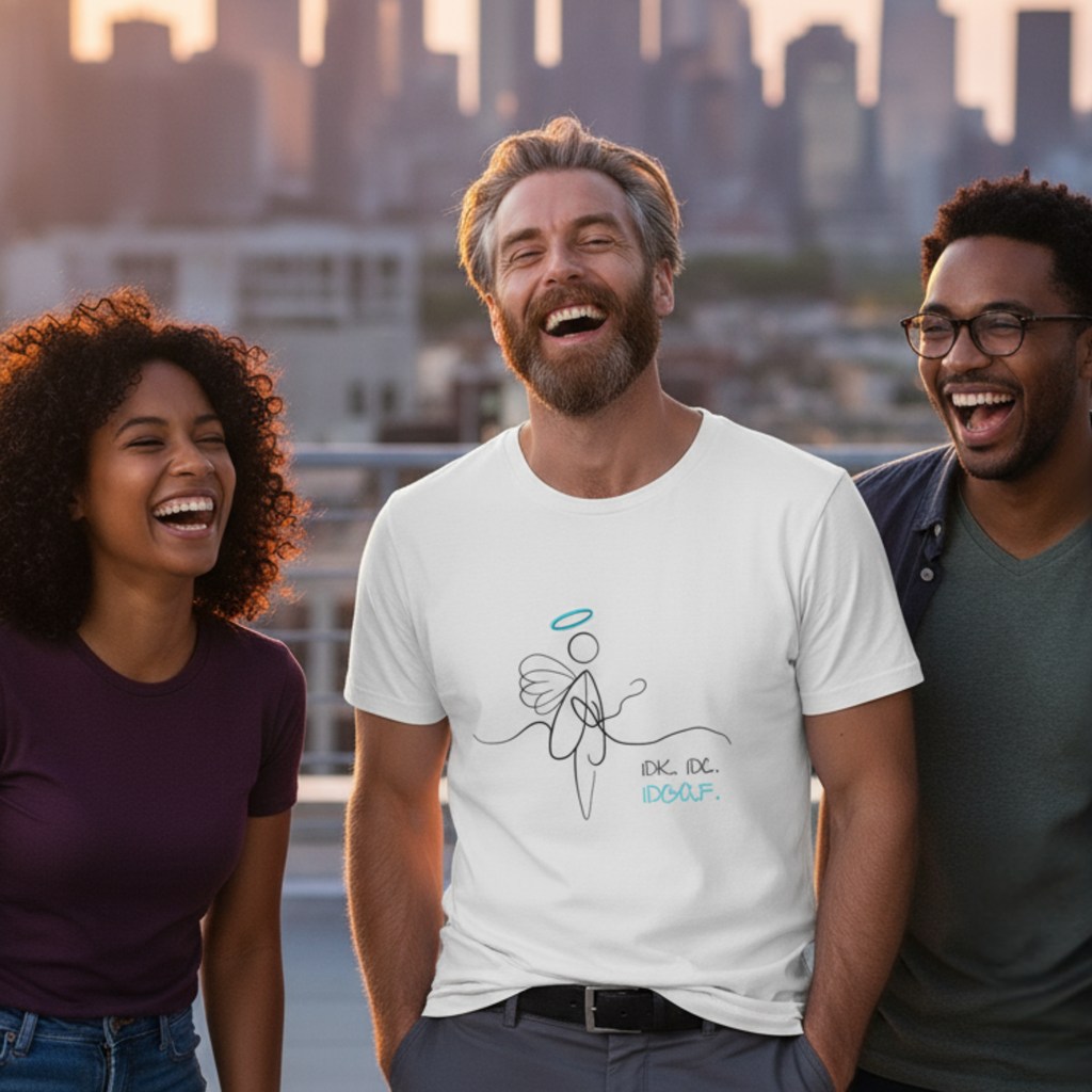 Casual T-Shirt (Frontprint Large): IDK. IDC. IDGAF.