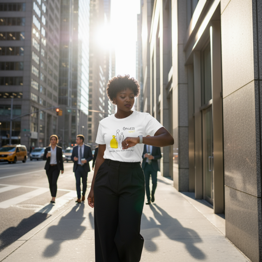 Casual T-Shirt (Front Print Large): Same job. Same hours. Less pay. Guess who?