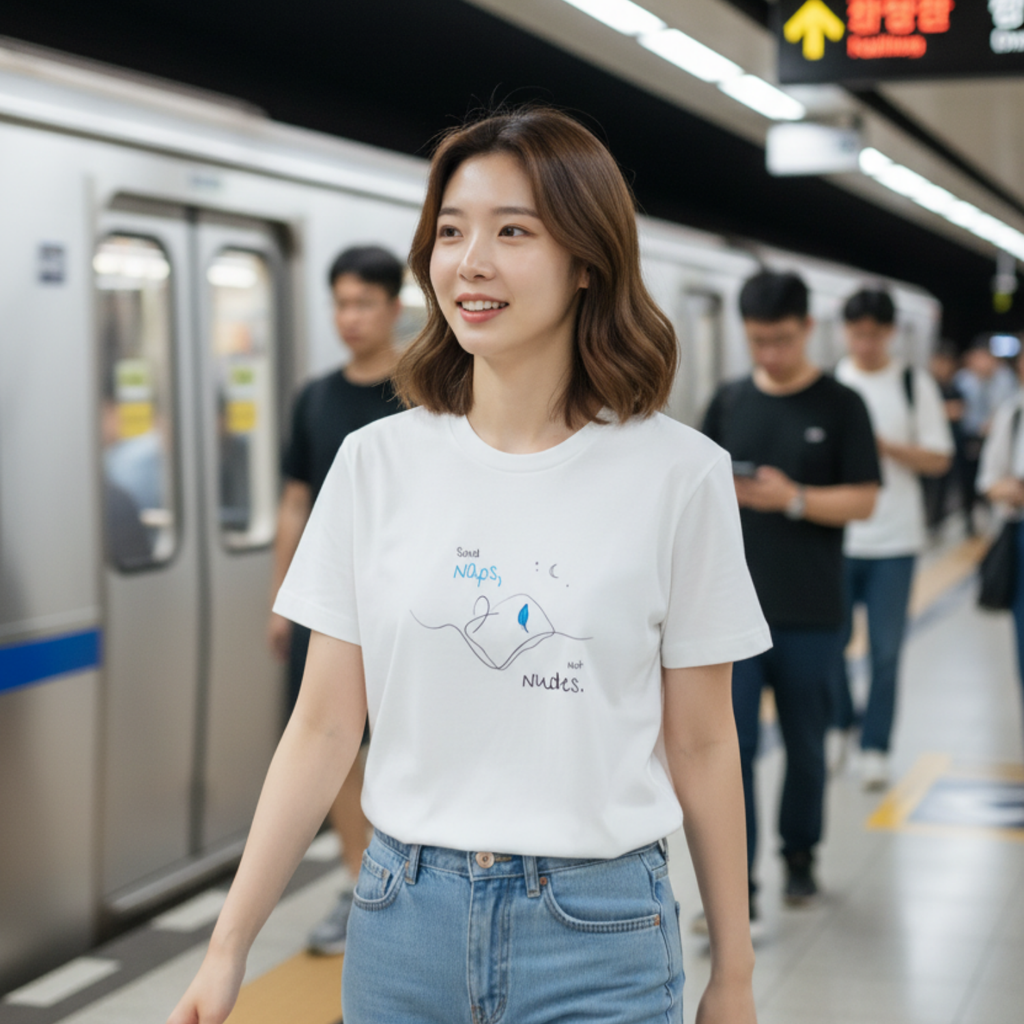 Casual T-Shirt (Frontprint Large): Send Naps, Not Nudes