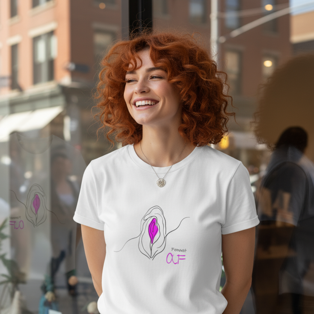 Casual T-Shirt (Frontprint Large): Feminist AF