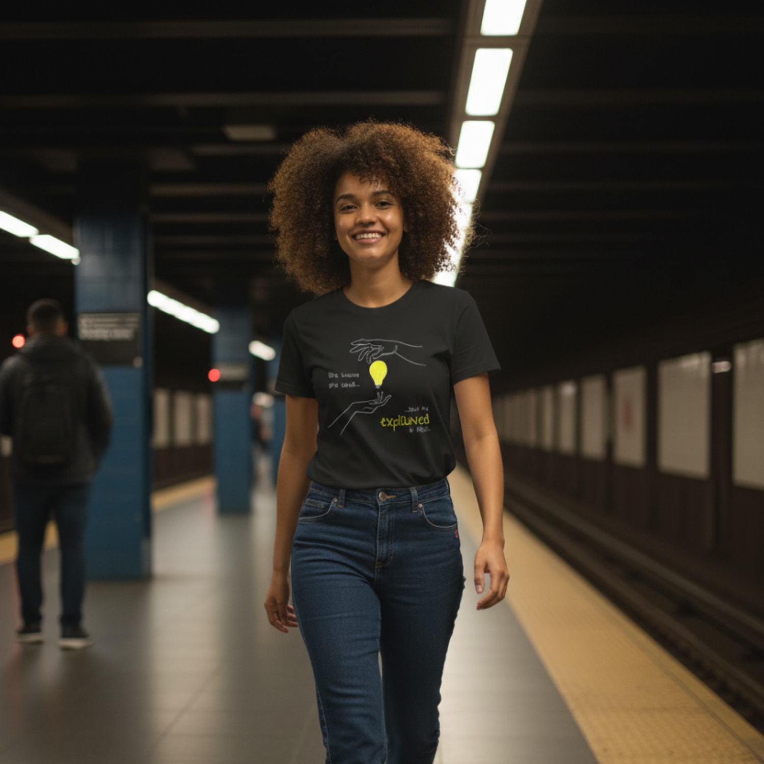 Casual T-Shirt (Front Print Large): She knew she could, but he explained it first.