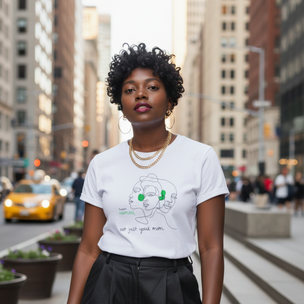 Casual T-Shirt (Frontprint Large): Support women. Not just your mom