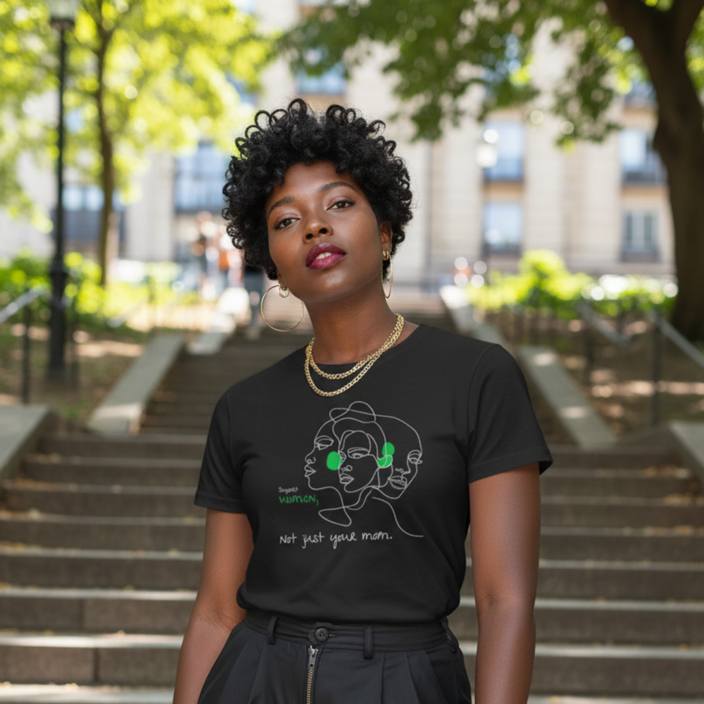 Casual T-Shirt (Frontprint Large): Support women. Not just your mom
