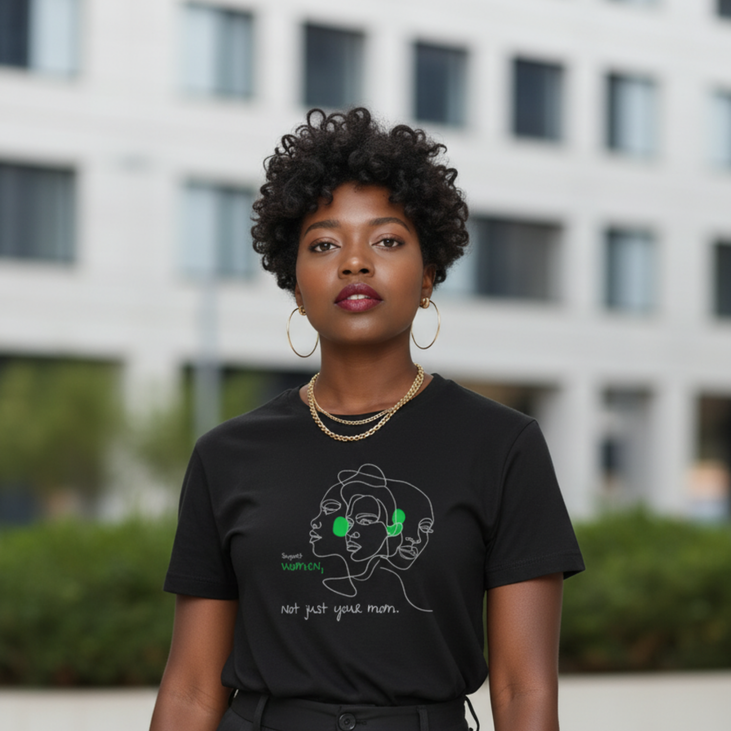 Casual T-Shirt (Frontprint Large): Support women. Not just your mom