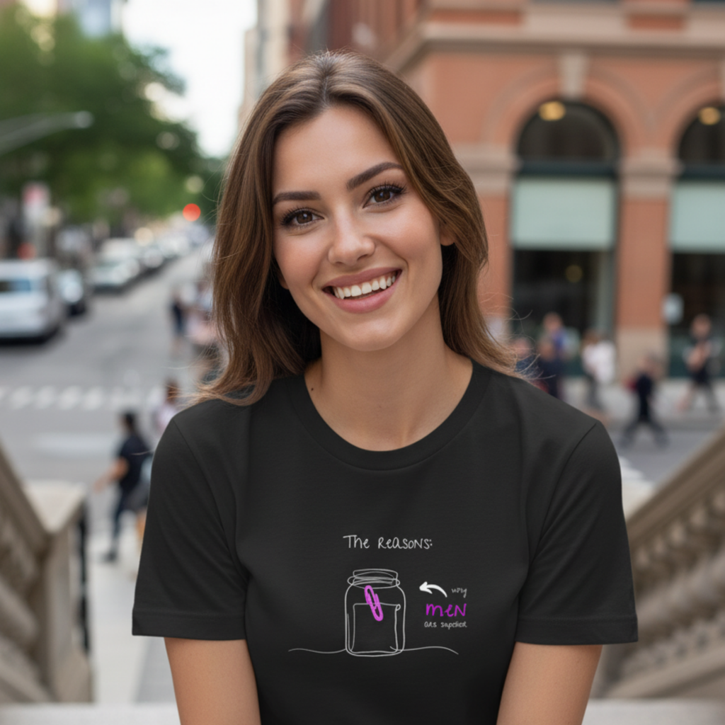 Casual T-Shirt (Frontprint Large): The reasons why men are superior: