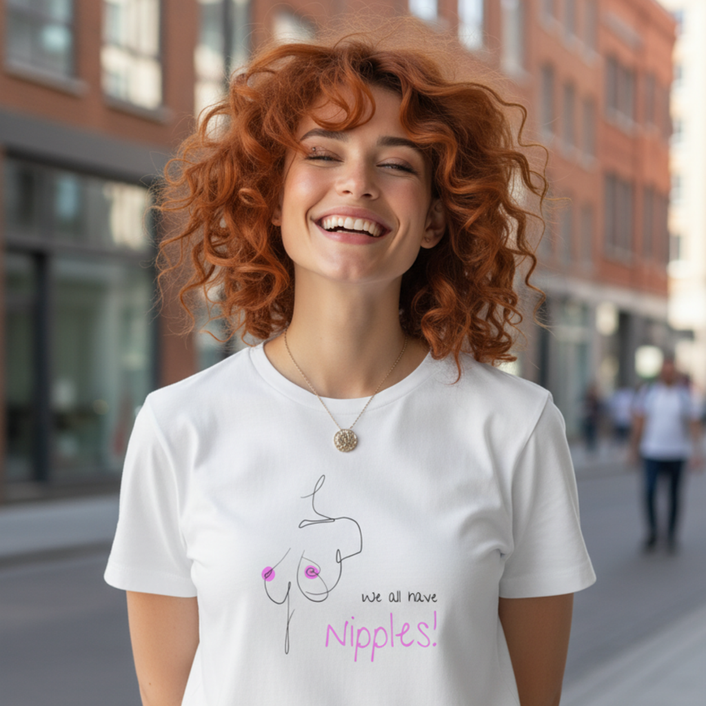 Casual T-Shirt (Frontprint Large): We all have nipples!