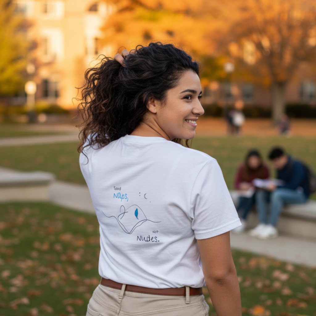 Casual T-Shirt (backprint): Send Naps, Not Nudes
