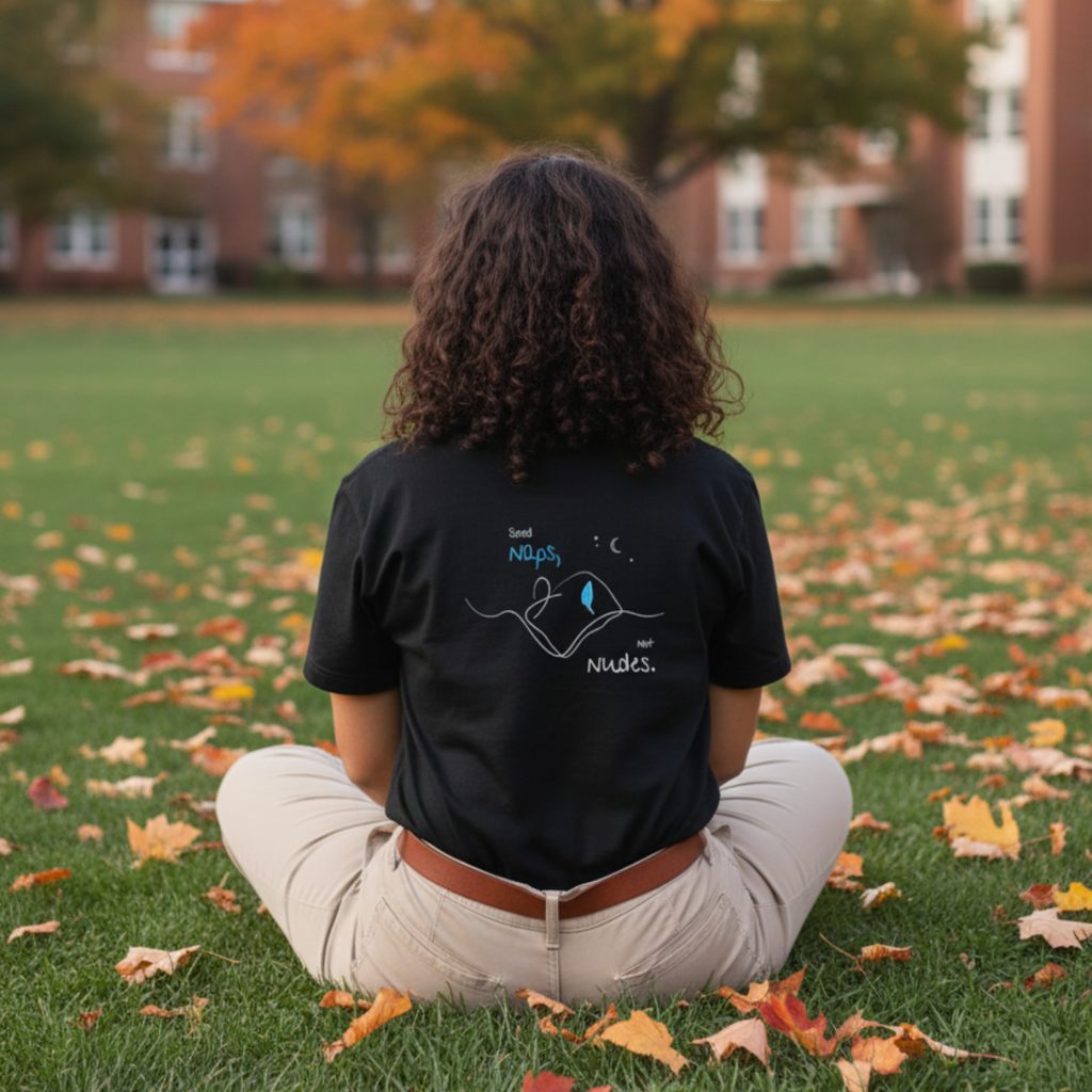 Casual T-Shirt (backprint): Send Naps, Not Nudes