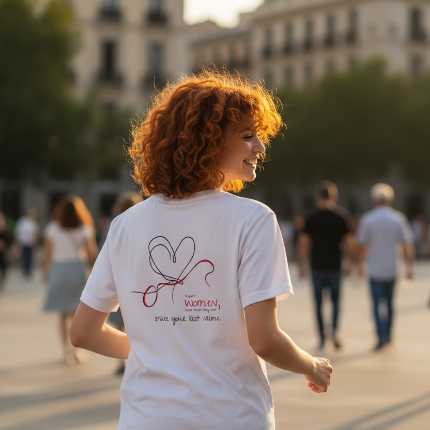 Casual T-Shirt (Backprint): Support women, even when they don’t share your last name.