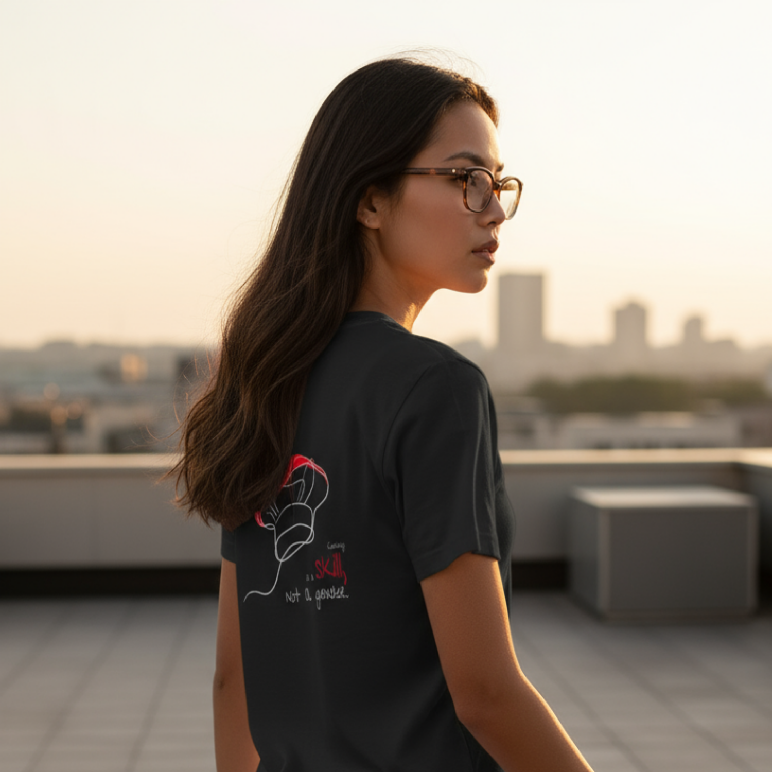 Casual T-Shirt (Backprint): Cooking is a skill, not a gender.