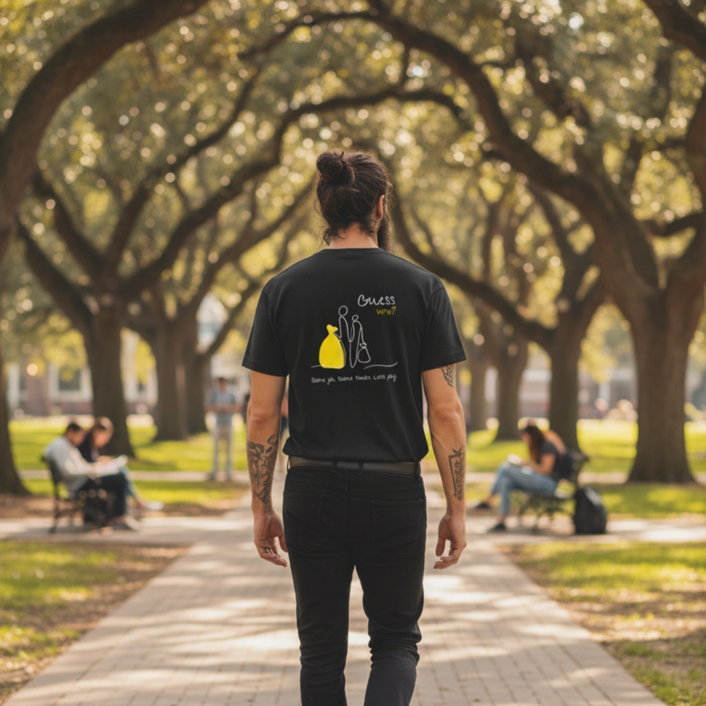 Casual T-Shirt (Backprint): Same job. Same hours. Less pay. Guess who?