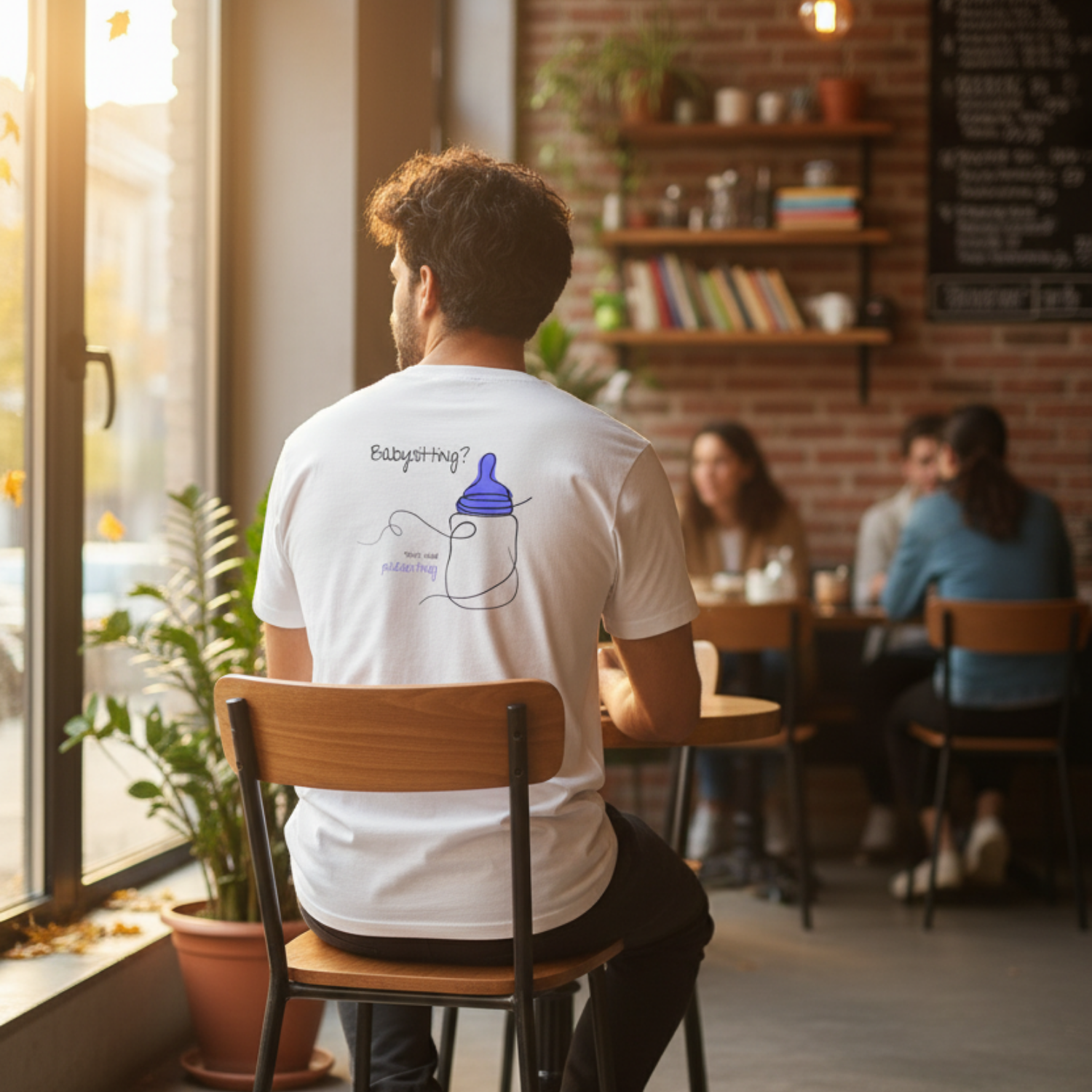 Casual T-Shirt (Backprint): Babysitting? That’s called parenting!