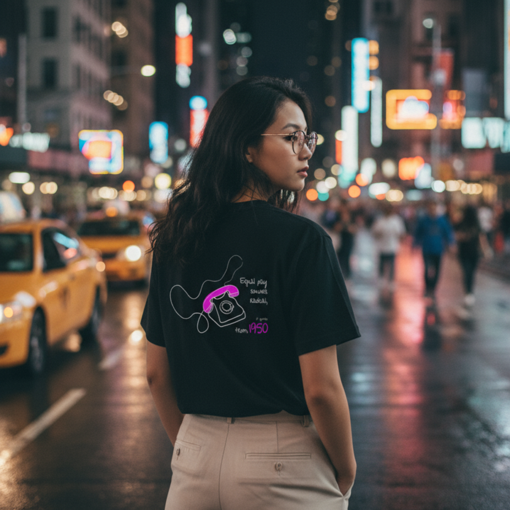 Casual T-Shirt (Backprint): Equal pay sounds radical… if you're from 1950.