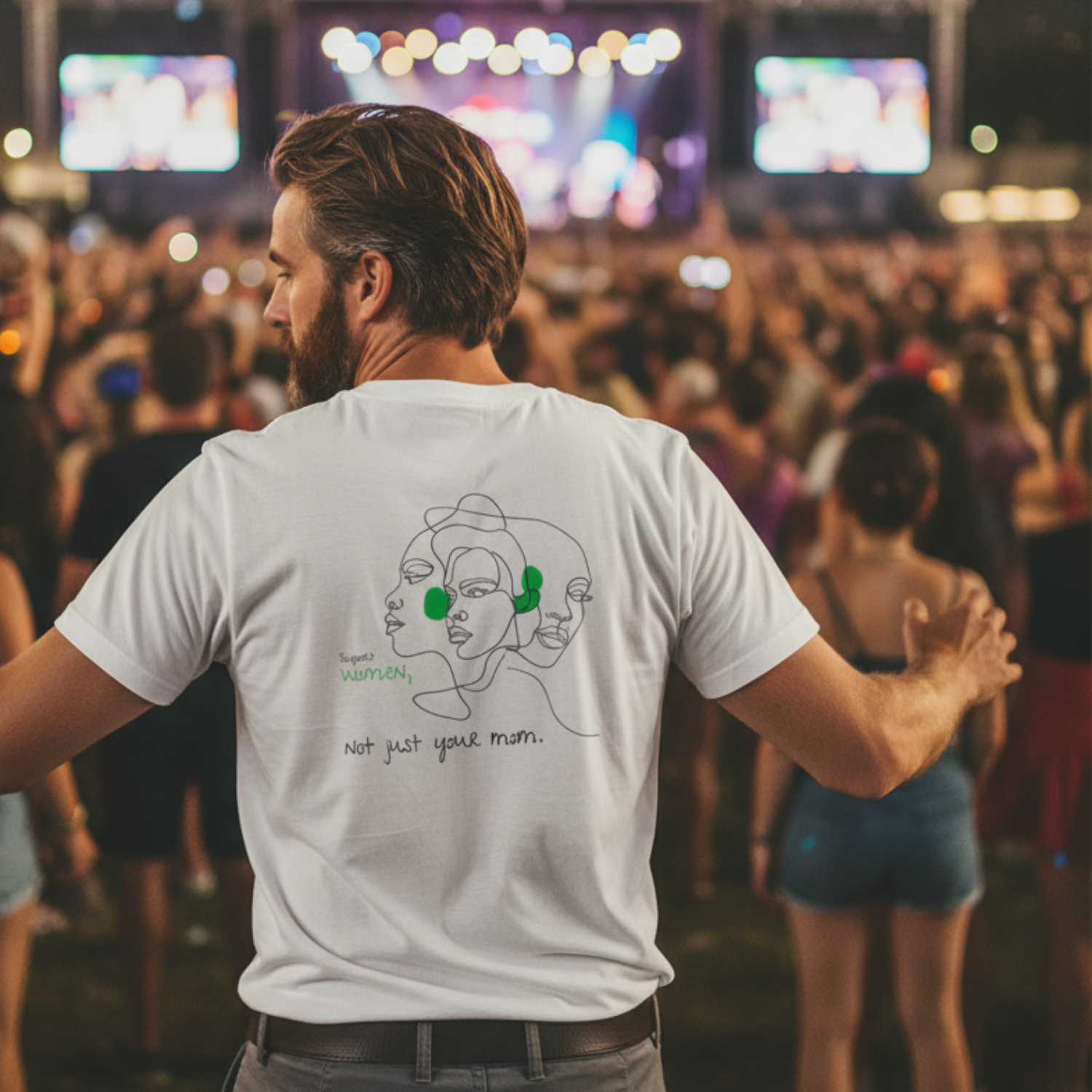 Casual T-Shirt (Backprint): Support women. Not just your mom