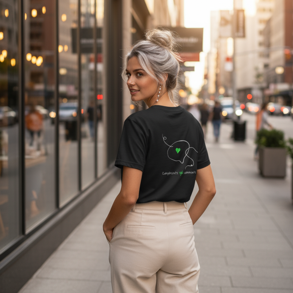 Casual T-Shirt (Backprint): Compliments ≠ comments.