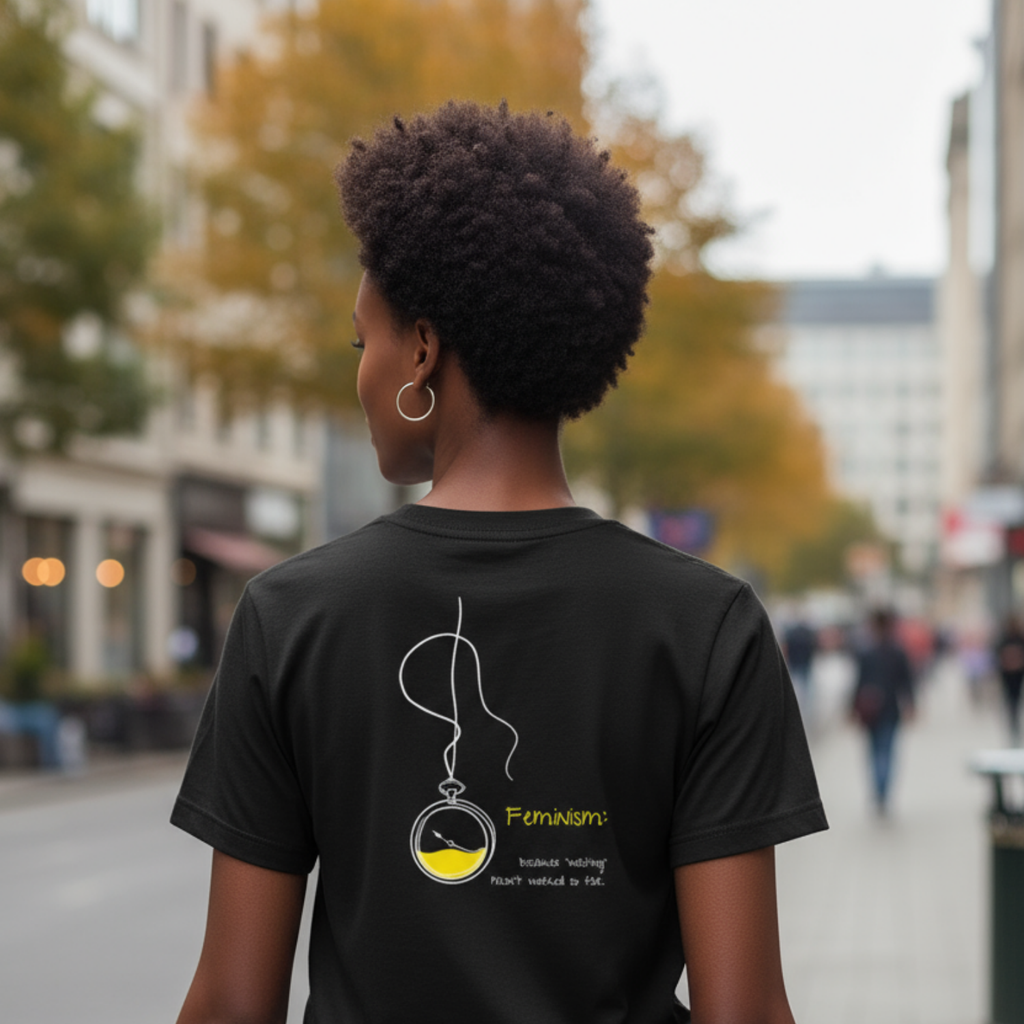 Casual T-Shirt (Backprint): Feminism: because “waiting” hasn’t worked so far
