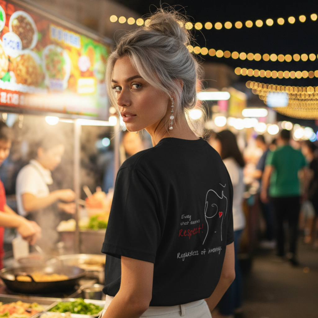 Casual T-Shirt (Backprint): Every chest deserves respect. Regardless of inventory.