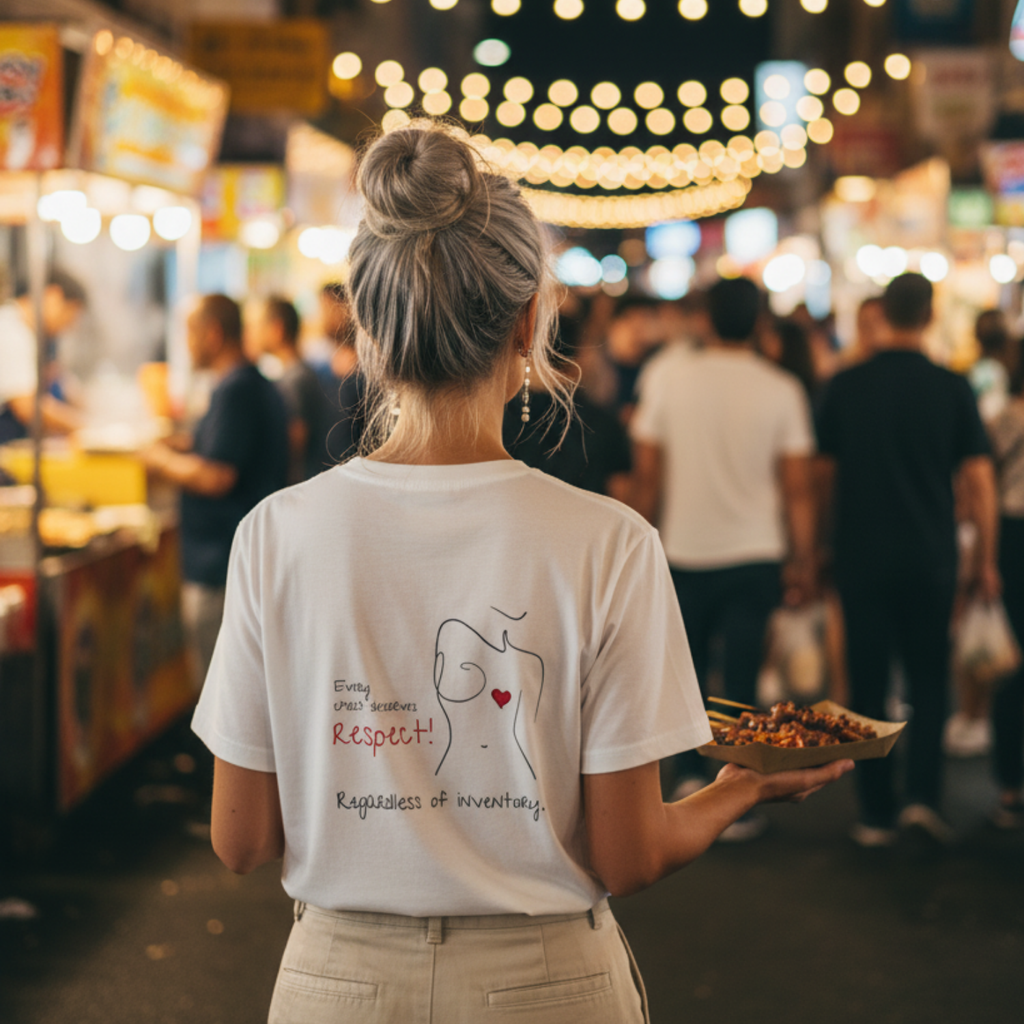 Casual T-Shirt (Backprint): Every chest deserves respect. Regardless of inventory.