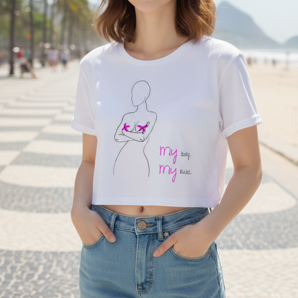 Crop Shirt (Frontprint Large): My Body, My Rules