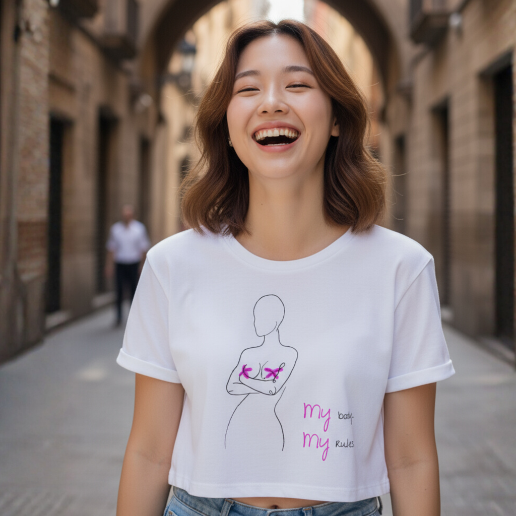Crop Shirt (Frontprint Large): My Body, My Rules