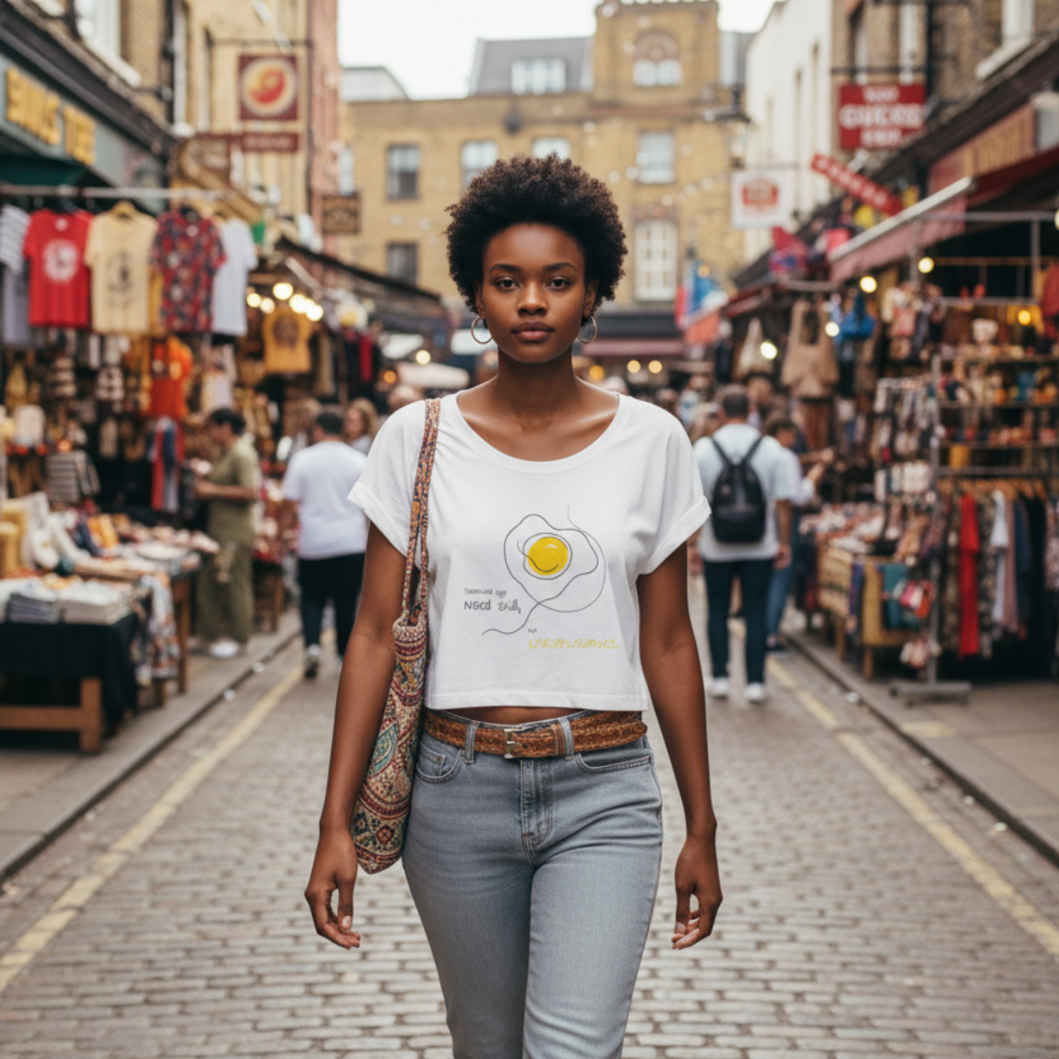 Crop Shirt (Frontprint Large): Scrambled eggs need skill, not chromosomes.
