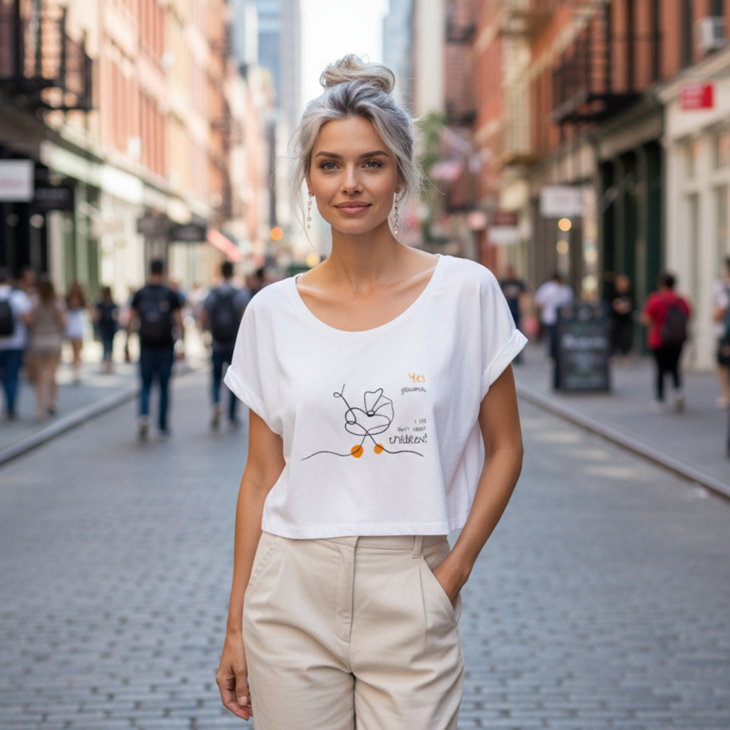 Crop Shirt (Front Print Large): Yes, grandma, I still don't want children