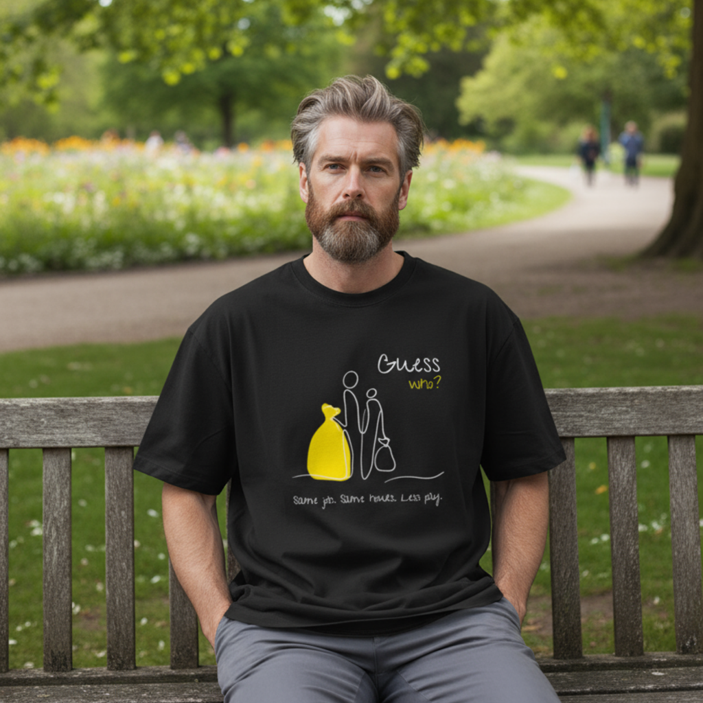 Oversize Shirt (Frontprint Large): Same job. Same hours. Less pay. Guess who?