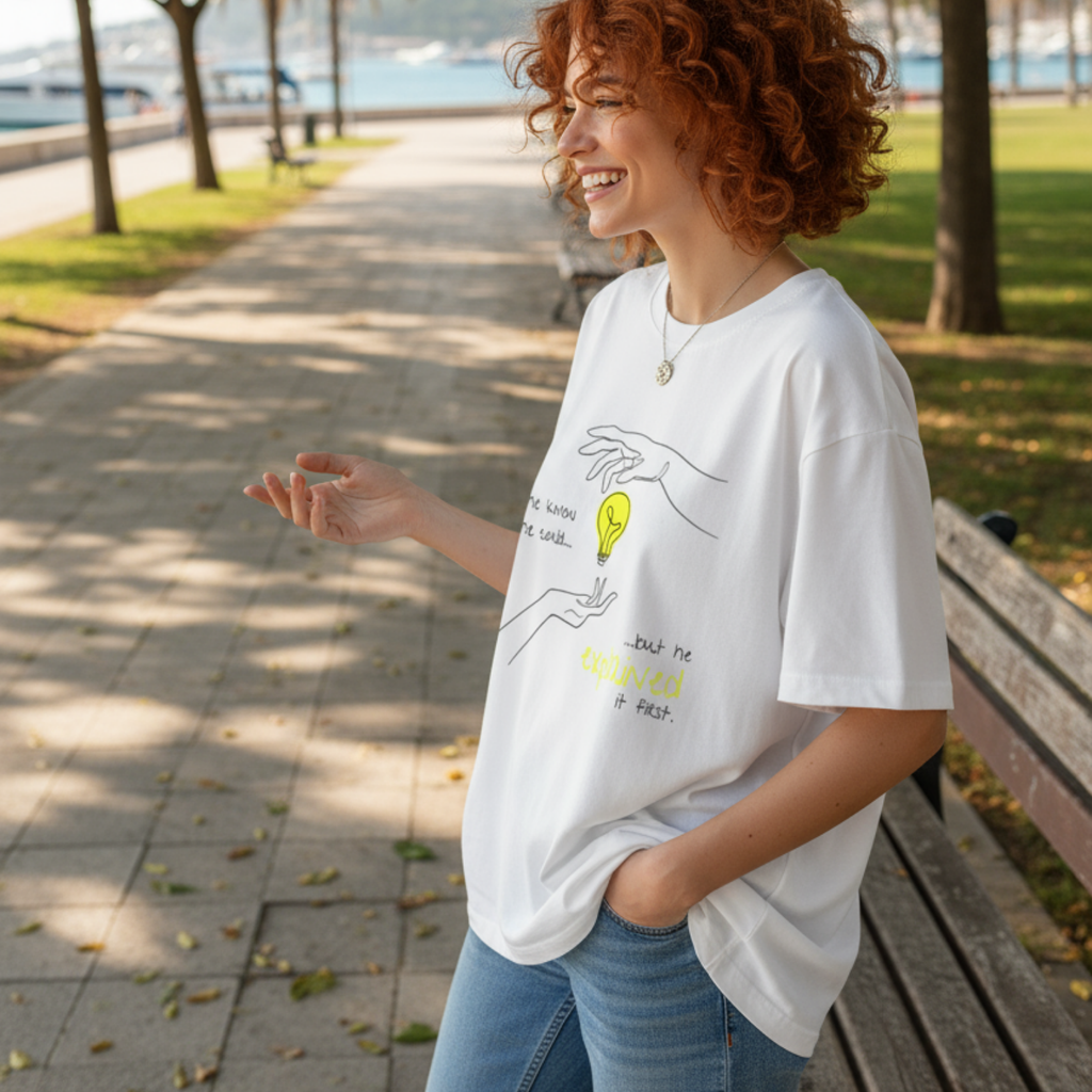 Oversize Shirt (Front Print Large): She knew she could, but he explained it first.