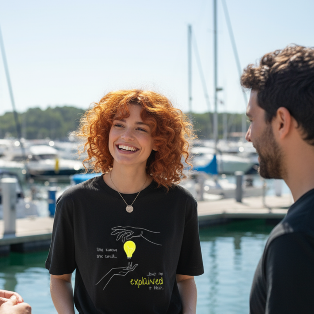 Oversize Shirt (Front Print Large): She knew she could, but he explained it first.