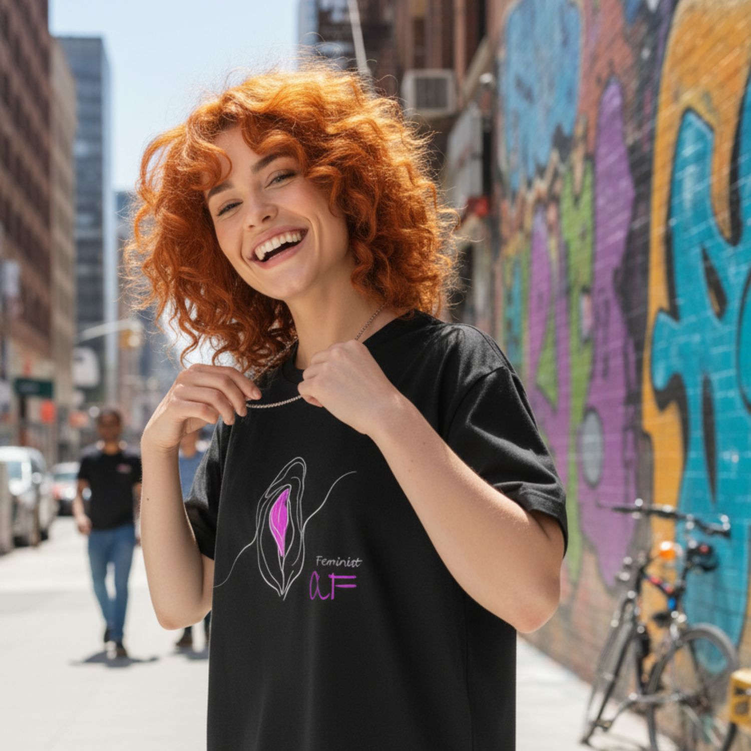 Oversize Shirt (Frontprint Large): Feminist AF