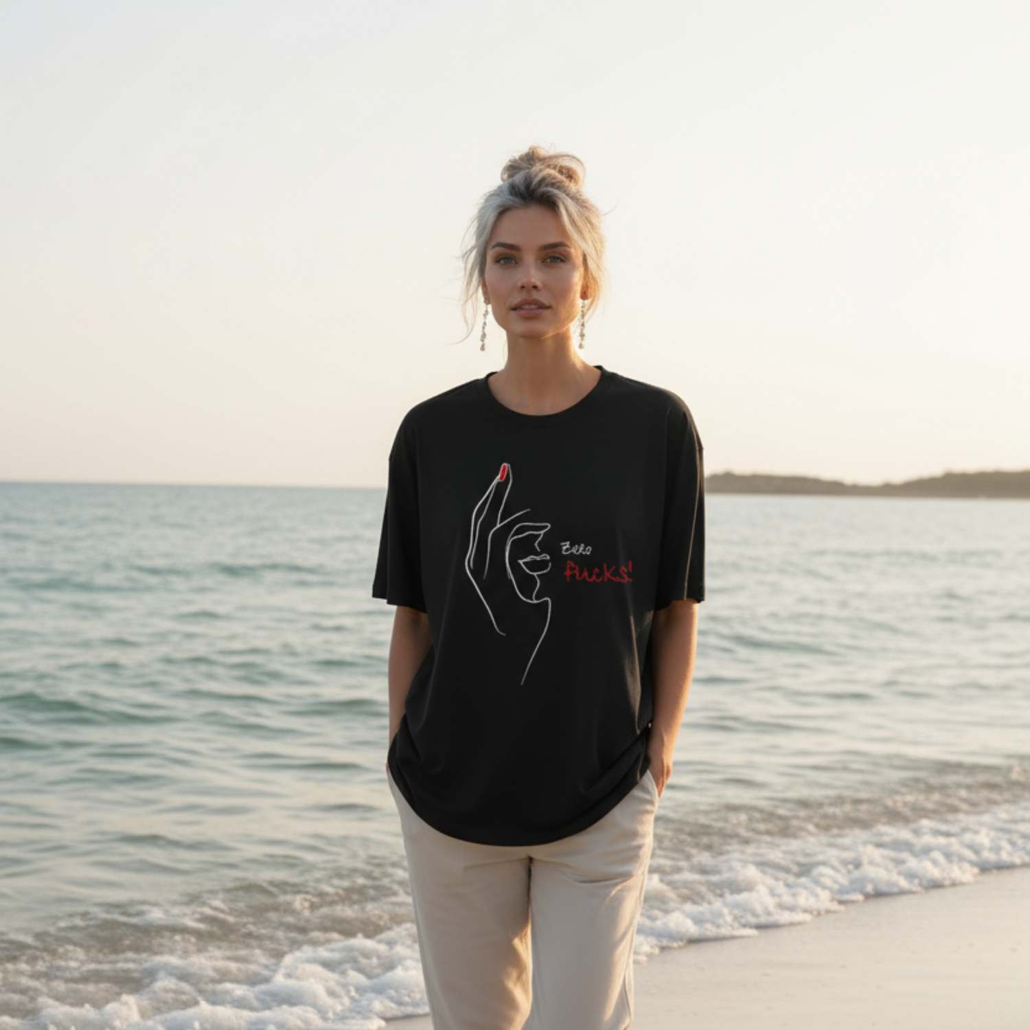 Oversize Shirt (Frontprint Large): Zero Fucks