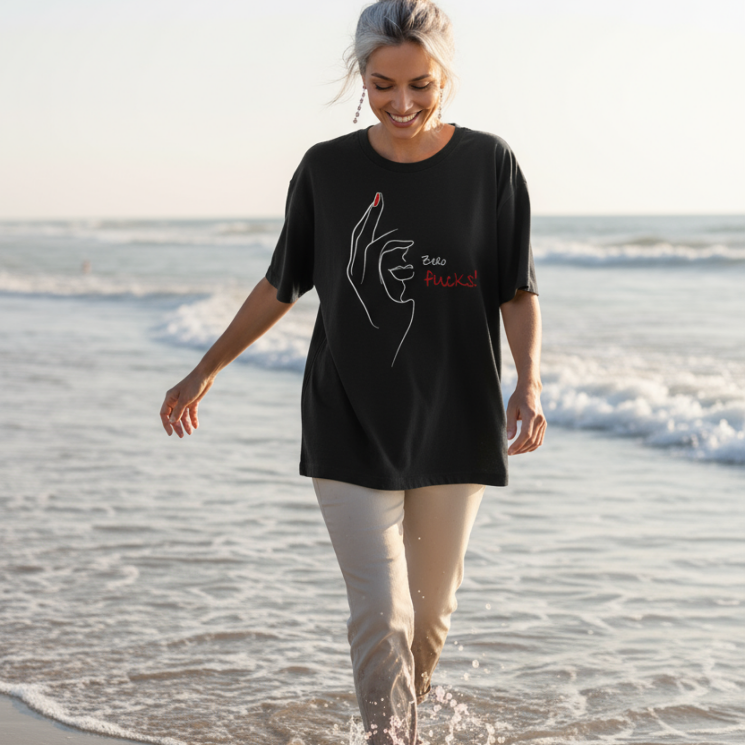 Oversize Shirt (Frontprint Large): Zero Fucks