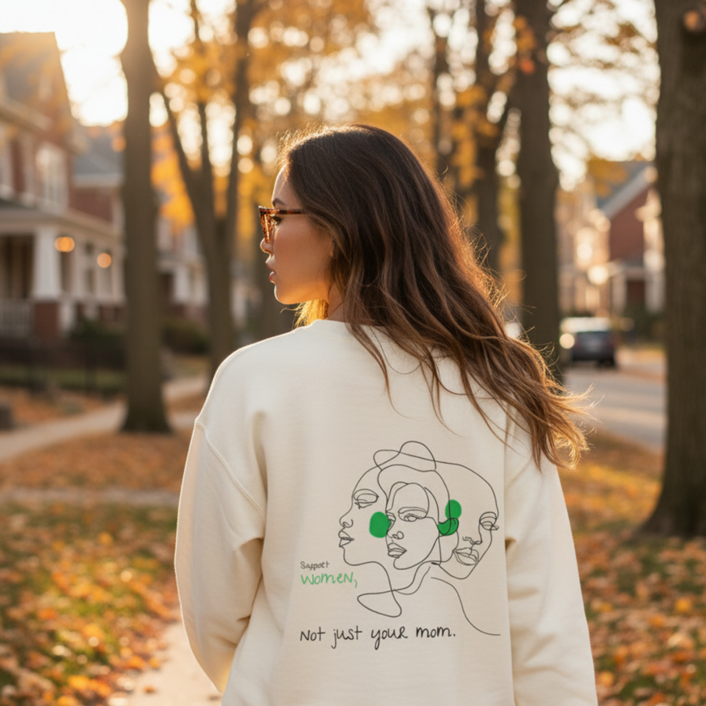 Sweatshirt (Backprint): Support women. Not just your mom