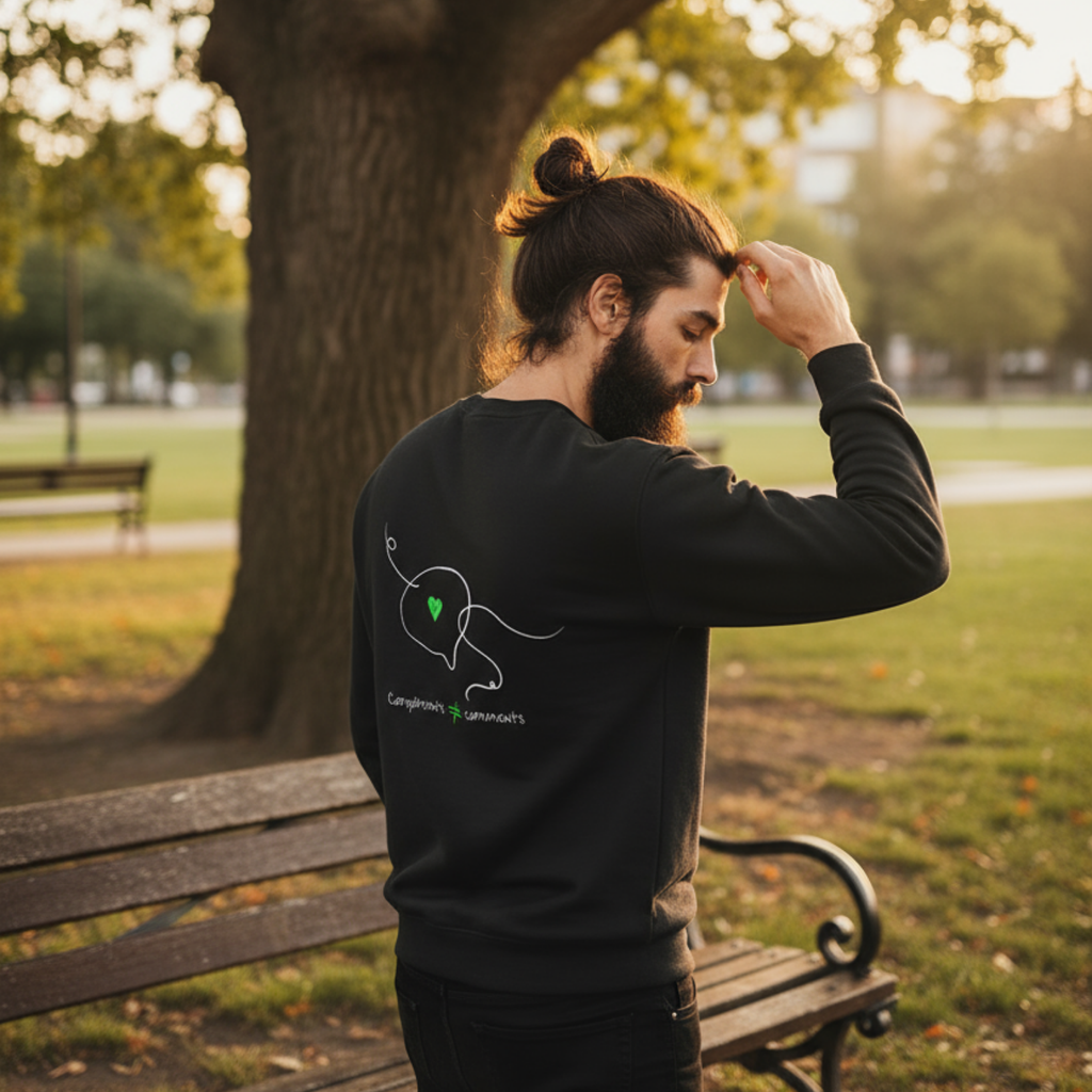 Sweatshirt (Backprint): Compliments ≠ comments.