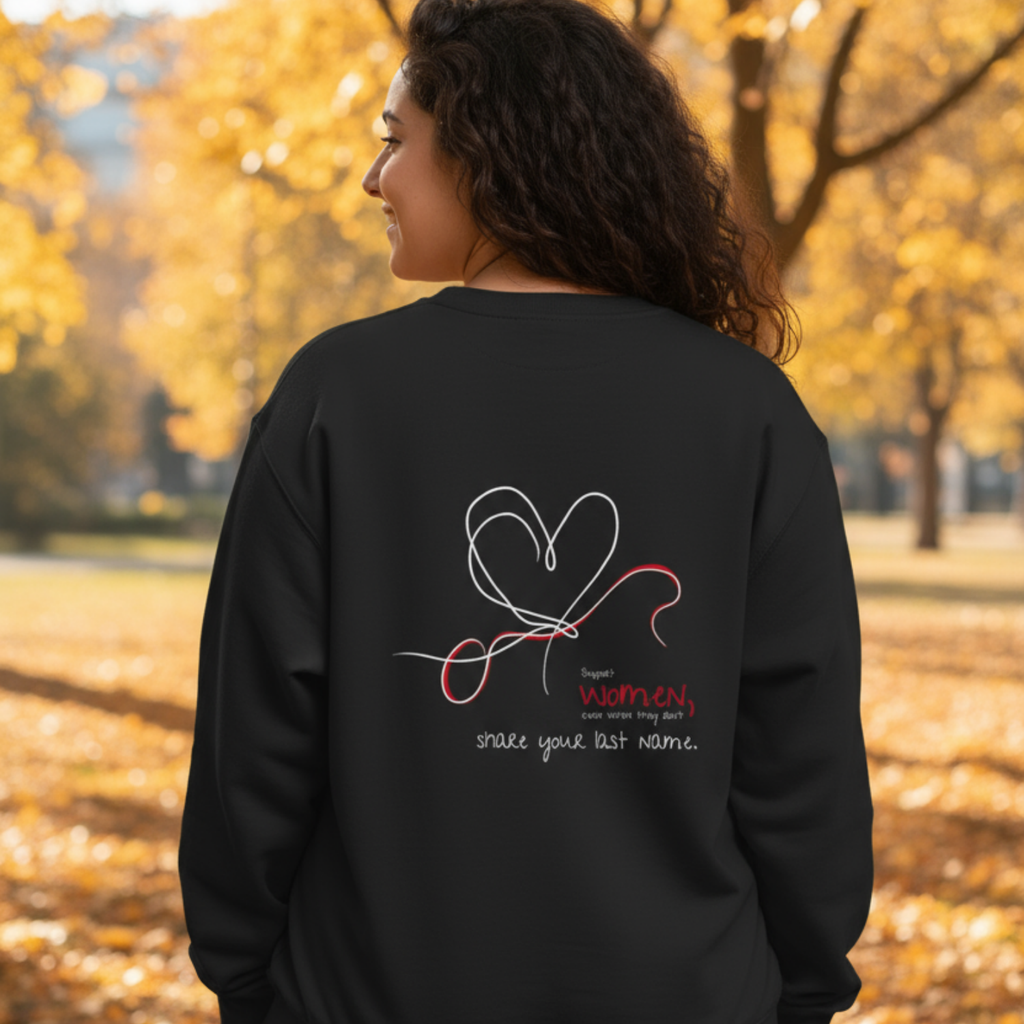 Sweatshirt (Backprint): Support women, even when they don’t share your last name.