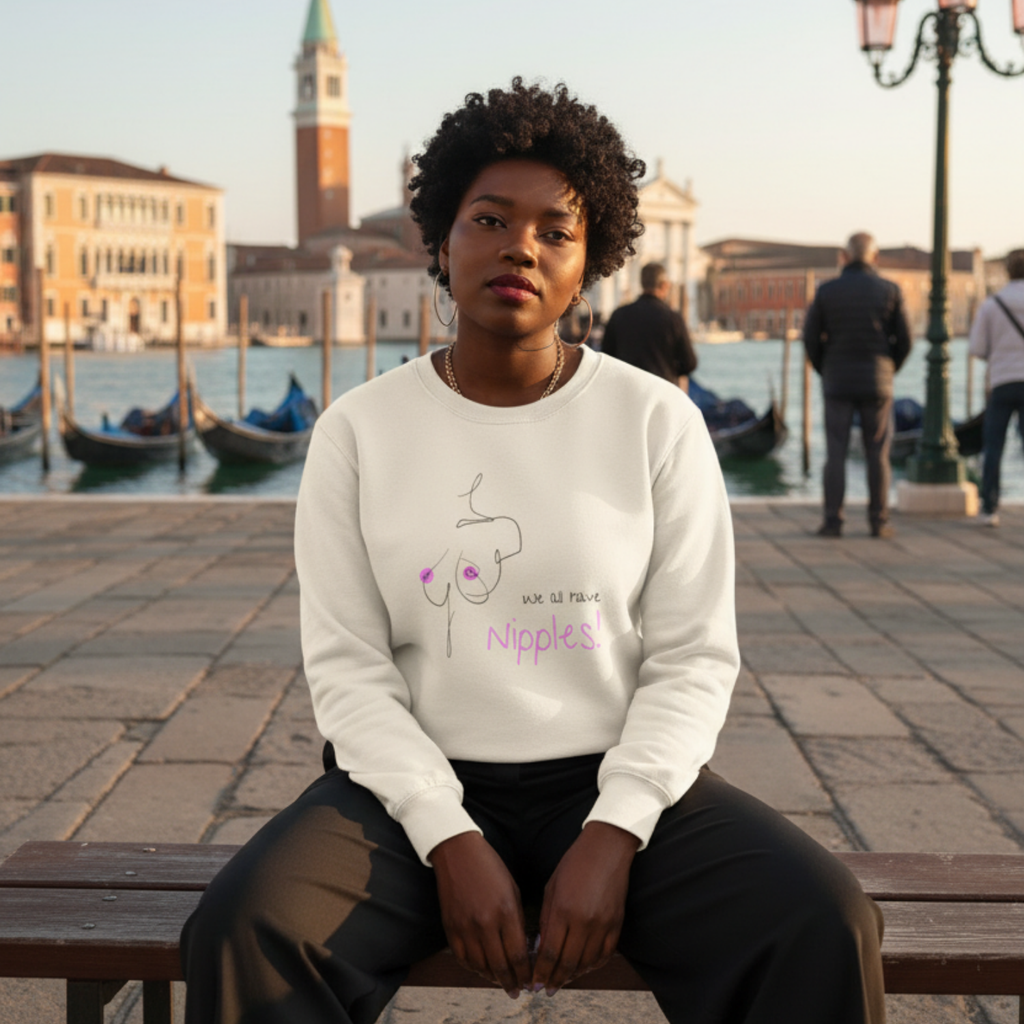 Sweatshirt (Frontprint Large): We all have nipples!