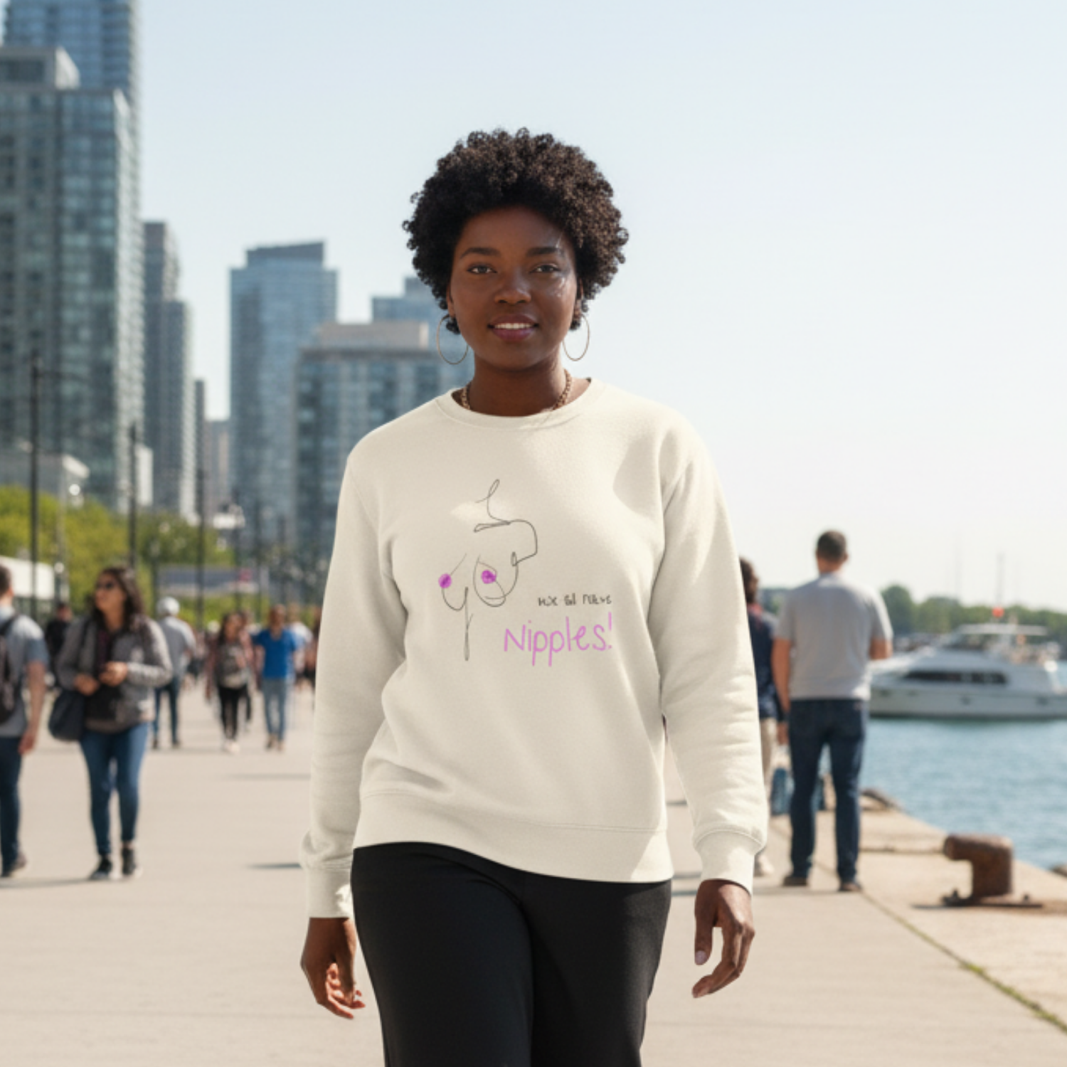 Sweatshirt (Frontprint Large): We all have nipples!