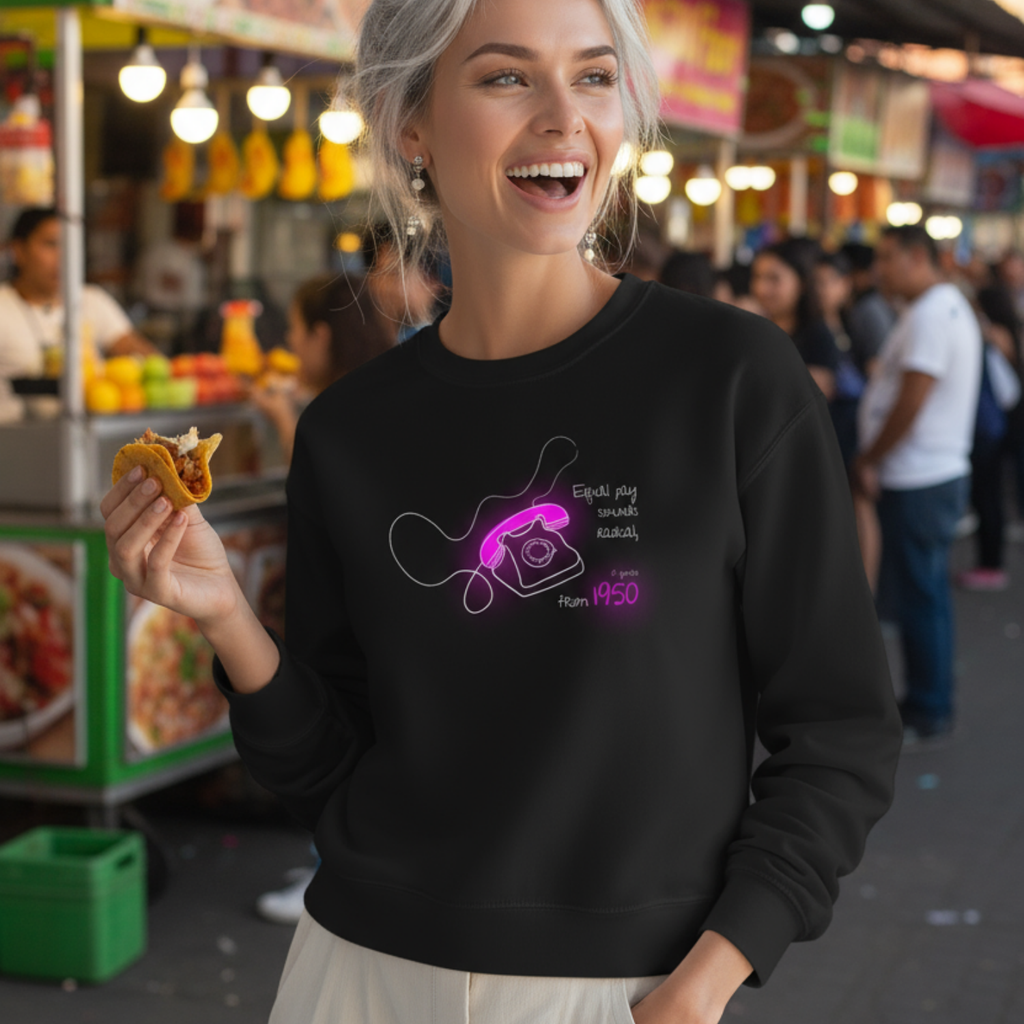 Sweatshirt (Frontprint Large): Equal pay sounds radical… if you’re from 1950.