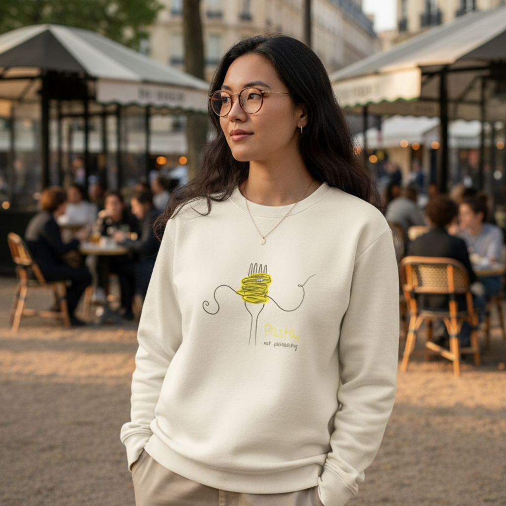 Sweatshirt (Frontprint Large): Pasta, not patriarchy