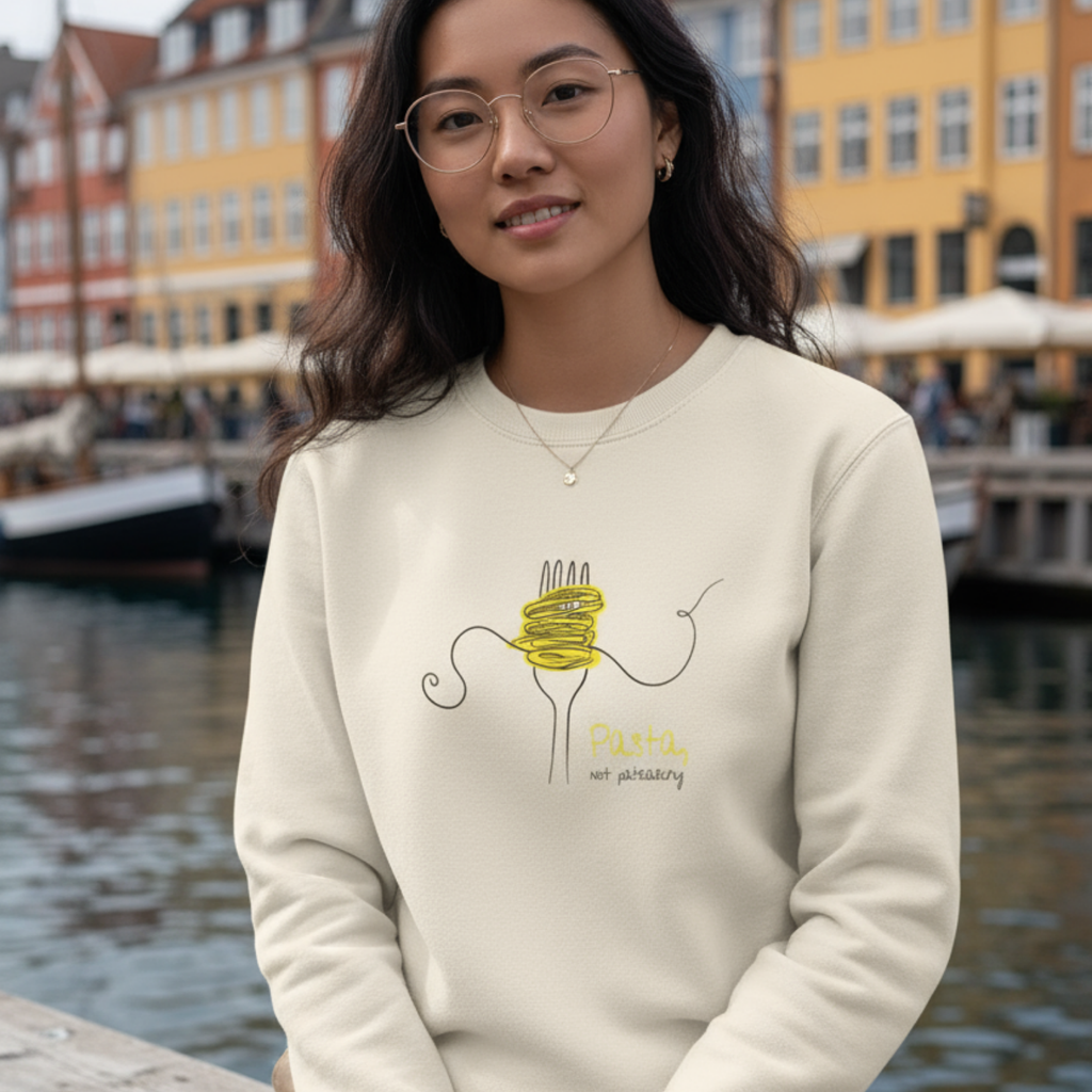 Sweatshirt (Frontprint Large): Pasta, not patriarchy