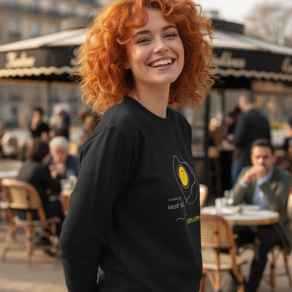 Sweatshirt (Frontprint Large): Scrambled eggs need skill, not chromosomes.