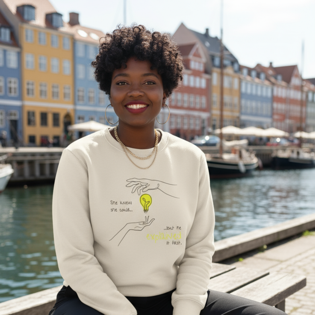 Sweatshirt (front print large): She knew she could, but he explained it first.