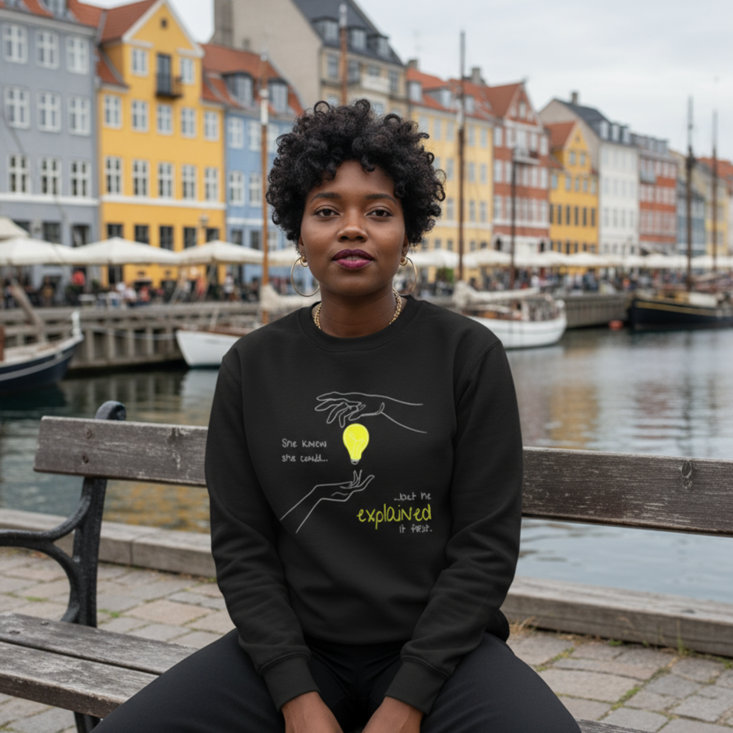 Sweatshirt (front print large): She knew she could, but he explained it first.