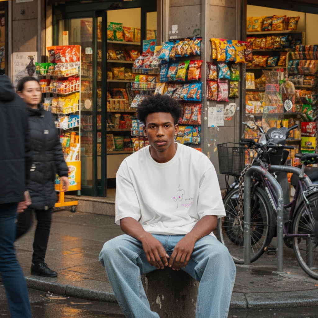 Oversized shirt: We all have nipples!