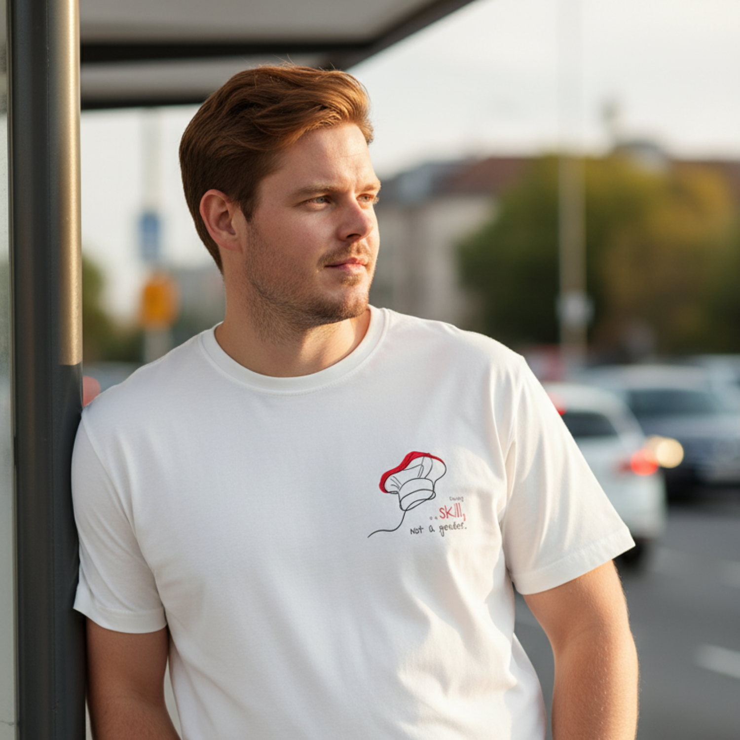 Oversized shirt: Cooking is a skill, not a gender.